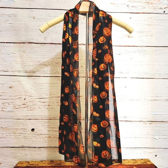 Accessories - Pumpkin Shadow Stripe Faux Silk Scarf